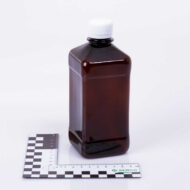 Бутылка квадратная 510 мл коричневая с крышкой с контрольным кольцом